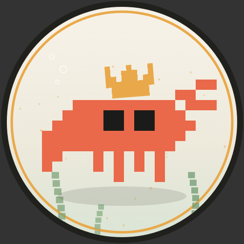 crowned pixel shrimp β the SHRIMPLE mascot